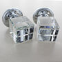 Square Crystal Faceted Clear Glass Mortice Door Knobs, thumbnail 3 of 4
