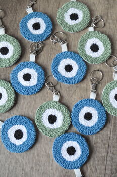 Evil Eye Punch Needle Keychain And Bag Tag, 2 of 7