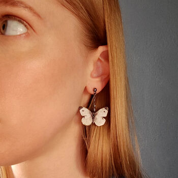 Cabbage White Butterfly Earrings, 2 of 4