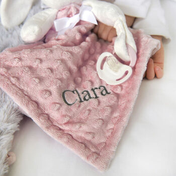 Personalised Pink Bobble Bunny Baby Comforter, 6 of 6