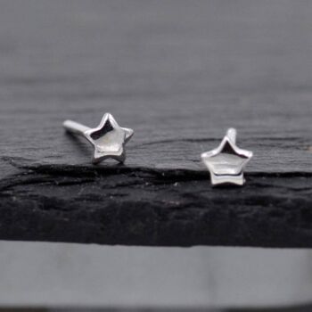 Sterling Silver Very Tiny Little Star Stud Earrings, 5 of 12