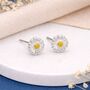 Sterling Silver And Gold Daisy Stud Earrings – 6mm, thumbnail 1 of 6