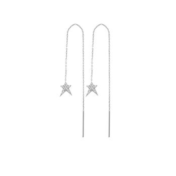 Star Starbust Sterling Silver Chain Drop Earring Pair, 3 of 3