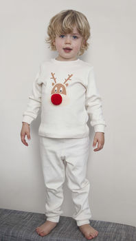 Christmas Pyjamas Mum And Baby Reindeer Print, 5 of 6