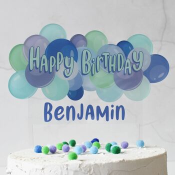 Personalised Balloon Cake Topper, Blue, 2 of 7