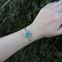 Round Emerald Turquoise Lagoon Silver Plated Bangle, thumbnail 2 of 7