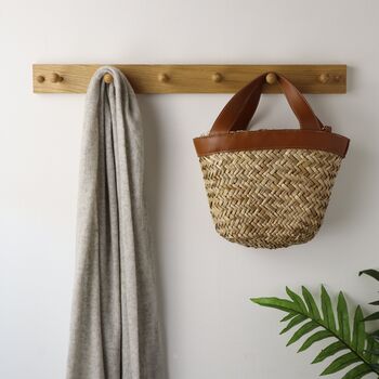 Solid Oak Shaker Style Peg Kitchen Rail Or Coat Rack, 4 of 9