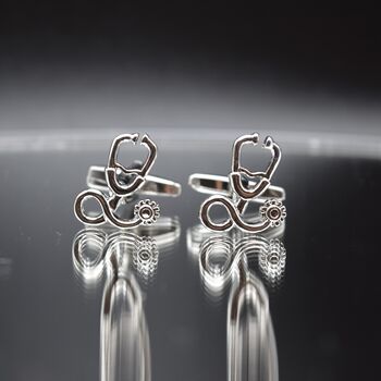 Stethoscope Cufflinks 316 L Stainless Steel Gift For Doctors And Medical Students, 5 of 5