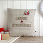 Personalised Linen Christmas Cushion With Pocket Gift, thumbnail 1 of 12
