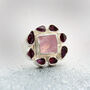 Morganite And Rhodolite Gemstone Sterling Silver Ring, thumbnail 6 of 7