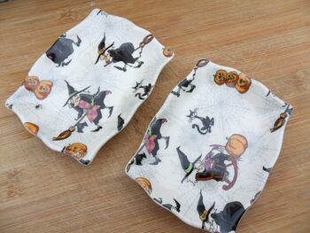 Set Of Two Handmade Soap Dishes In Witches Design, 2 of 10