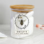 Personalised Bee Glass Jar With Bamboo Lid, thumbnail 2 of 4