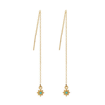 Guiding North Star Turquoise Threader Earrings Gold, 4 of 8