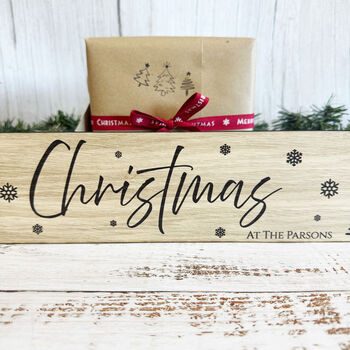 Personalised Oak Christmas Sign Family Keepsake Decor, 3 of 4