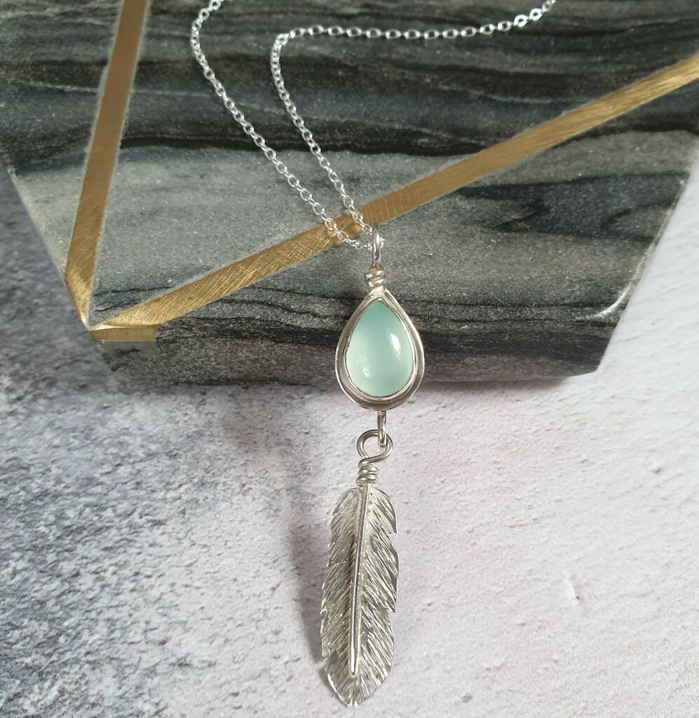 Harmony Chalcedony Feather Necklace, 1 of 6