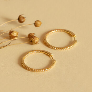 Gold Large Tennis Hoop Earrings With Stones, 4 of 4