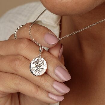Engraved Sterling Silver Aquarius Zodiac Necklace, 2 of 9