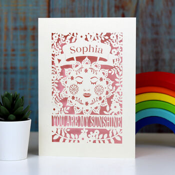 Personalised Sunshine Valentines Laser Cut Card, 4 of 6