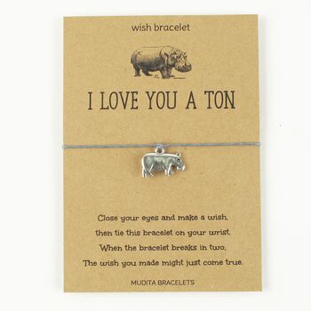 I Love You A Ton Hippo Wish Bracelet, 3 of 5