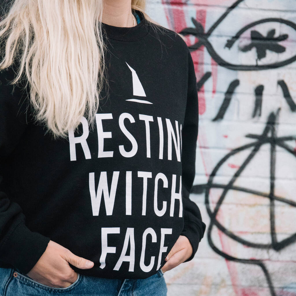 Resting Witch Face Women’s Halloween Slogan Sweatshirt, 1 of 4