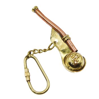 Personalised Brass Bosuns Boatswain Pipe Whistle Keyring, 5 of 6