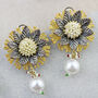 Flower Pearl Drop Earring, thumbnail 3 of 3