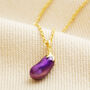 Aubergine Pendant Necklace In Gold, thumbnail 1 of 4