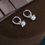 Sterling Silver White Opal Planet And Star Huggie Hoop Earrings, thumbnail 4 of 11
