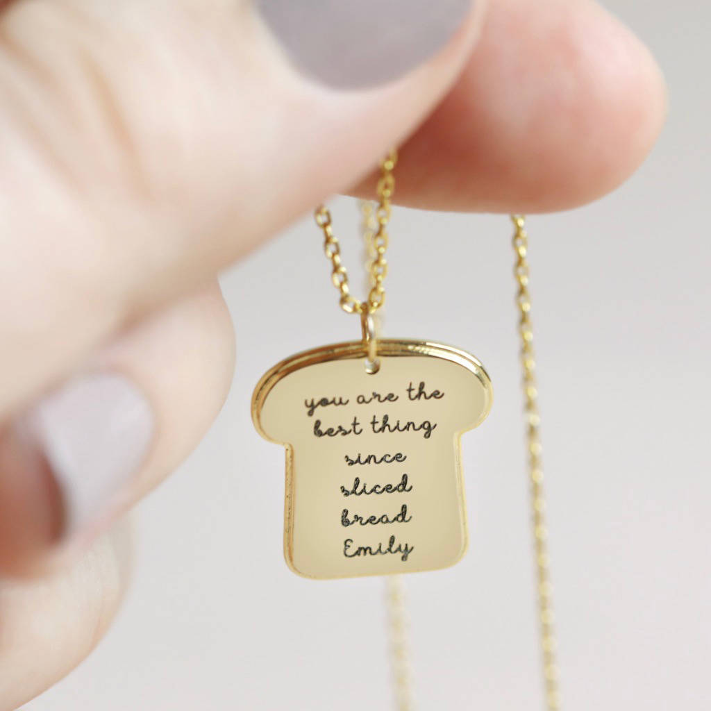 Personalised Gold Bread Pendant Necklace By Lisa Angel