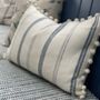 Inky Sky White Slade Stripe Linen Cushion, thumbnail 1 of 4