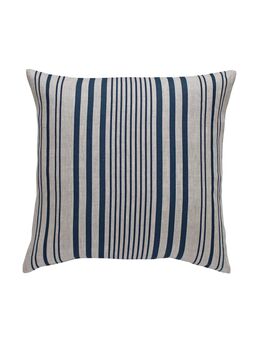 Stanley Stripe Prussian Blue Square Linen Cushion, 3 of 4
