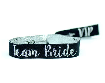 Team Bride Silver And Black Hen Party Wristbands, 2 of 9