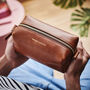 Travel Leather Wash Bag Morning Handsome, thumbnail 1 of 2