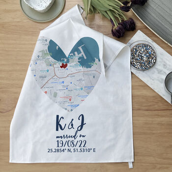 Personalised Couple's Map Tea Towel, 2 of 4