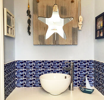 'Ocean Shoal' Navy Blue Feature Wall Ceramic Tile, 7 of 9