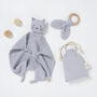 Organic Baby Cat Comforter With Teether And Bag, thumbnail 4 of 6