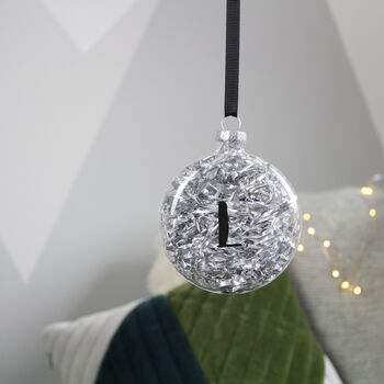 Initial Filled Glass Christmas Bauble, 7 of 9