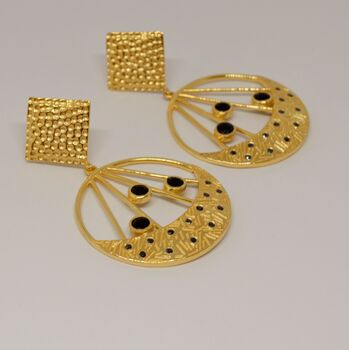 Black Onyx Gold Earrings, 6 of 7