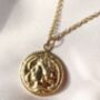 Medallion Coin Charm Gold Plated Silver Chain Necklace, thumbnail 3 of 5
