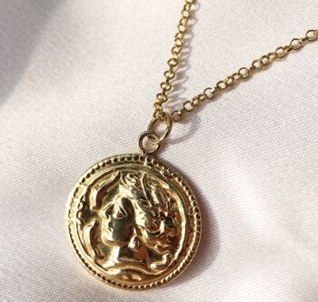 Medallion Coin Charm Gold Plated Silver Chain Necklace, 3 of 5