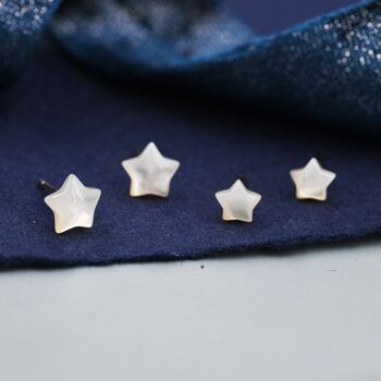 Mother Of Pearl Star Stud Earrings In Sterling Silver, 4 of 10