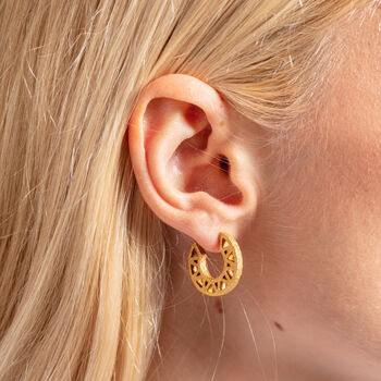 Chunky Gold Vermeil Plated Geometric Hoop Earrings, 2 of 10
