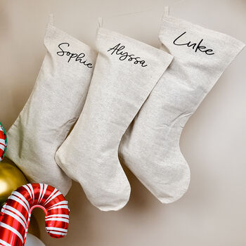 Personalised Linen Stocking, 2 of 3