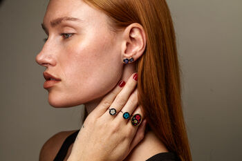 Black Ring With Flowers In 10mm Circle, 2 of 10