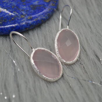 Rose Quartz Earrings: Silver Dangle Drop, Pink Gemstone, 5 of 6