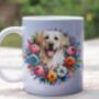 Personalised Labrador Retriever Summer Floral Dog Wreath Gift Keepsake Mug, thumbnail 1 of 2