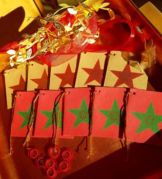 Hand Printed Star Gift Tags Set Of Ten, 2 of 4