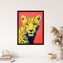 Vibrant Cheetah On Coral Bold Animal Wall Art Print, thumbnail 4 of 6