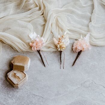 Annabelle Pink Dried Flower Wedding Bridal Hair Pins, 2 of 2