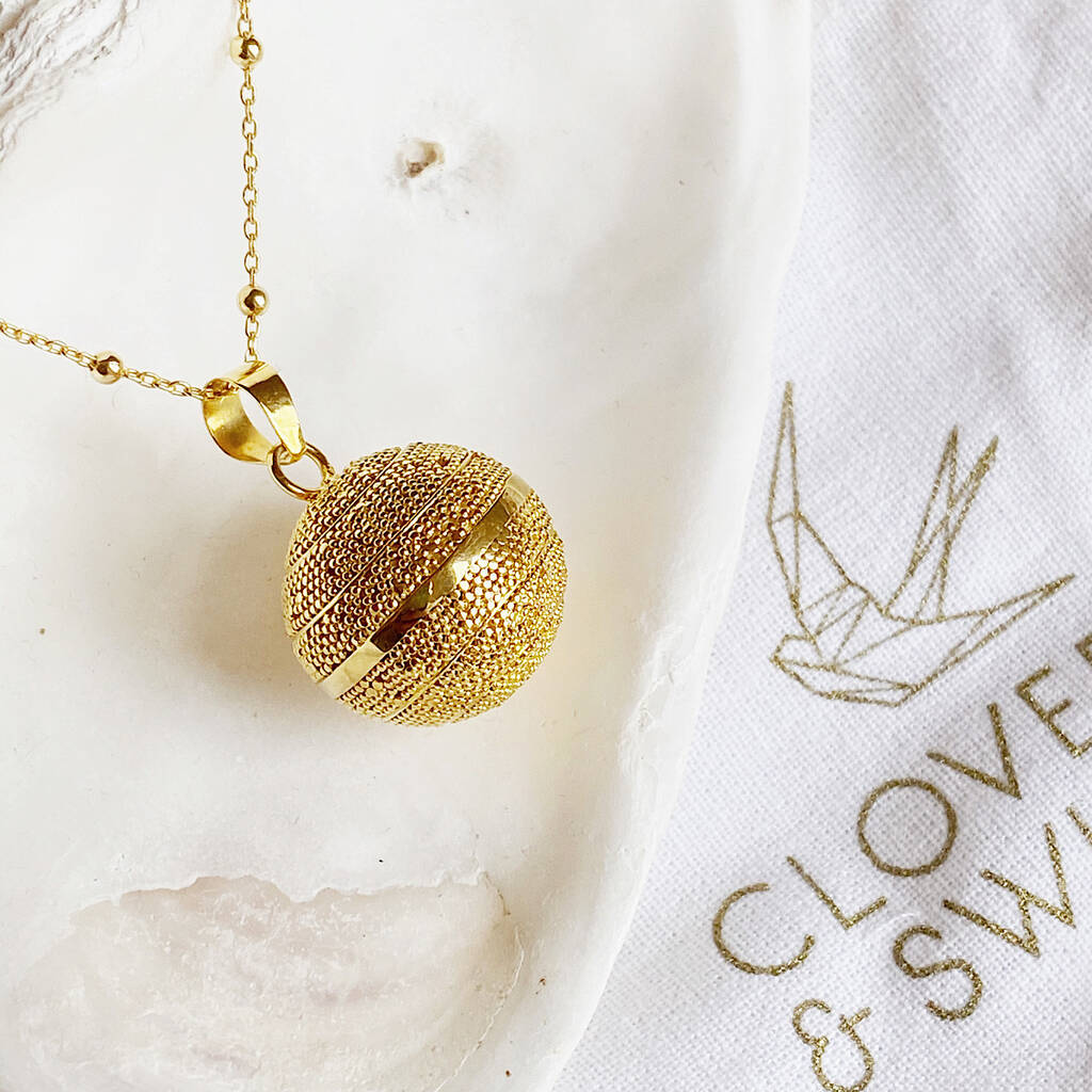 9ct White Gold Bubble Ball Pendant on 9ct Yellow Gold Curb Chain — Erin Cox